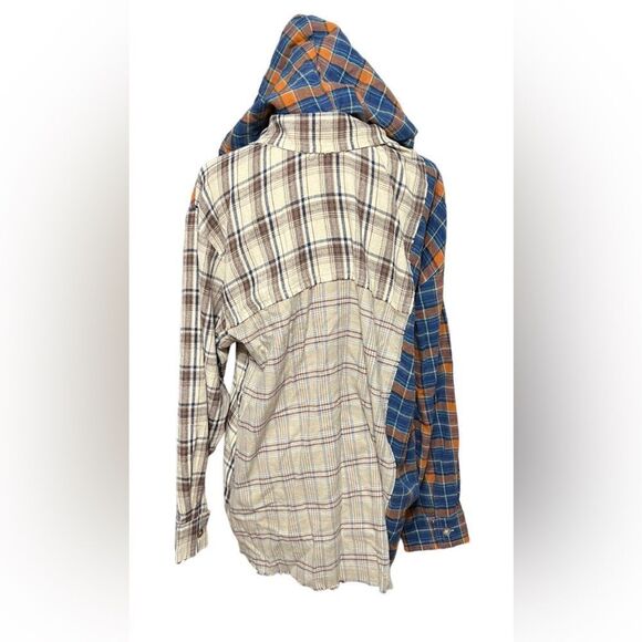 Miss Me Flanne Mixed Plaid Hooded Shirt shacket - Picture 4 of 5